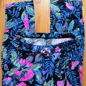 Lilly Pulitzer Black and Blue Floral Pajama Pants